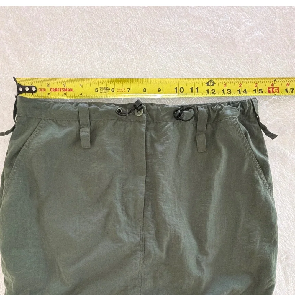 Jacques Ruc Olive Green Nylon Cargo‎ Maxi Skirt Utilitarian Gorpcore Size Small